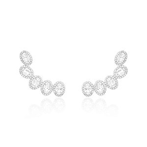 Brinco earcuff cinco ovais cristal