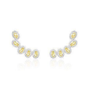 Brinco earcuff cinco ovais citrino