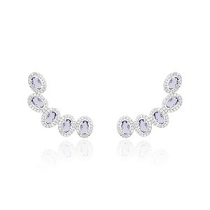 Brinco earcuff cinco ovais tanzanita