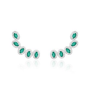 Brinco earcuff cinco ovais esmrelada