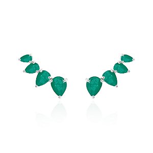 Brinco earcuff quatro gotas decrescente esmeralda