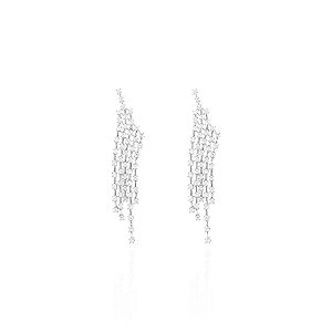 Brinco fio faca cinco fileiras pontos de luz cristal