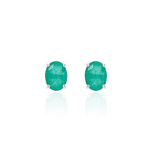 Brinco oval 6x8 esmeralda