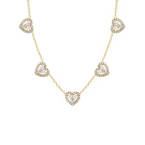 Colar de corações cristal dourado