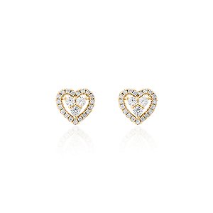 Brinco de coração cristal dourado