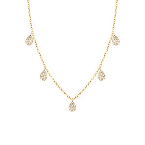 Colar com gotas cravejadas cristal dourado