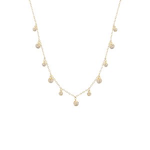 Colar de esferas cravejadas cristal dourado