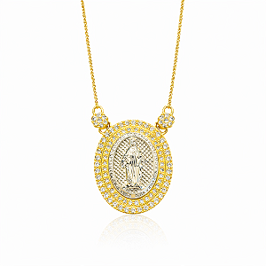 Colar de Nossa Senhora das Graças dourado e ródio branco