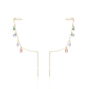 Brinco com corrente pendurada colorido