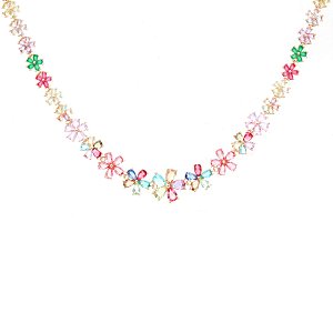 Colar riviera em formato flor colorida