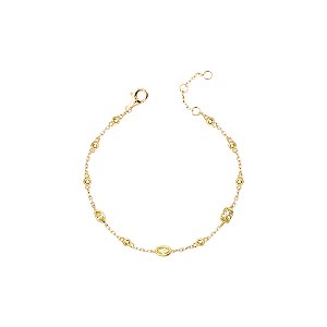 Pulseira de elos portugueses oval ,navete e retangular citrino na prata 925 com banho de ouro