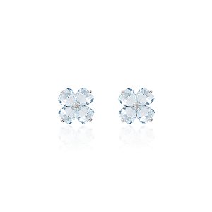 Brinco mini trevo acqua 6mm