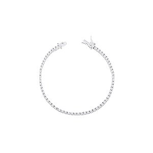Pulseira riviera quatro garras cristal na prata 925