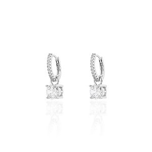 Argola com ponto de luz cristal na prata 925