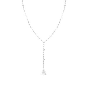 Colar gravata com gota na ponta na prata 925