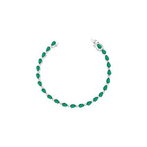 Pulseira riviera gota com ponto de luz esmeralda