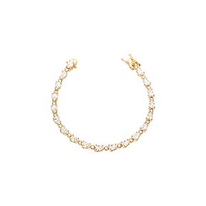 Pulseira riviera gota com ponto de luz cristal dourada