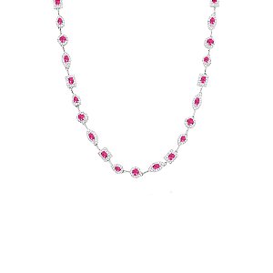 Colar fio faca navete, gota e retangular pink
