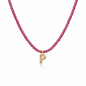 Colar de cristais rubi com letra (escolha a letra)