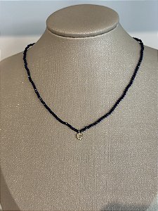 Colar de cristais safira com letra (escolha a letra)