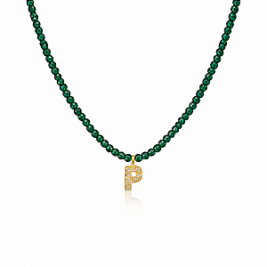 Colar de cristais esmeralda com letra (escolha a letra)