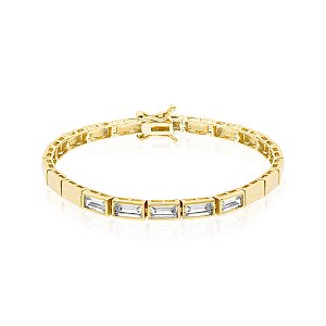 Pulseira canutilho lisas e cinco baguetadas