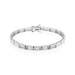 Pulseira canutilho lisas e cinco baguetadas