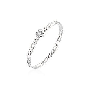 Pulseira malha coração cravejados