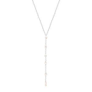 Colar gravata de pérolas  na prata 925