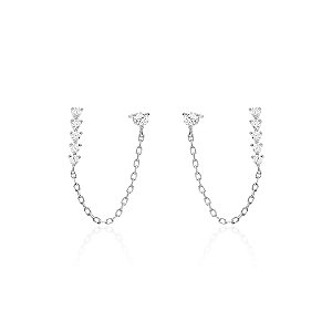 Brinco para dois furos na prata 925