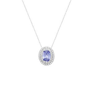 Colar oval tanzanita na prata 925