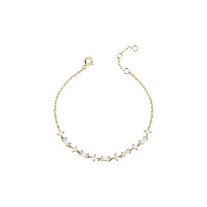 Pulseira baguetada cristal dourada