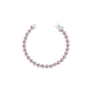 Pulseira riviera em formato de corações pink