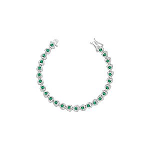 Pulseira riviera em formato de corações esmeralda