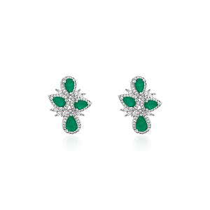 Brinco earcuff quatro gotas esmeralda