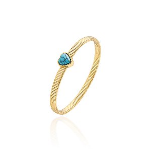 Pulseira malha com coração turquesa