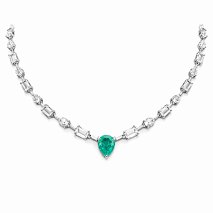 Colar riviera fio faca cristal e colombiana