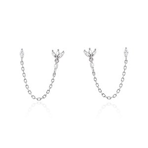 Brinco para dois furos na prata 925