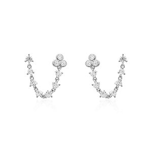 Brinco para dois furos na prata 925