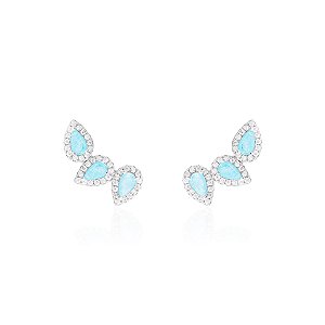 Brinco earcuff três gotas colombiana na prata 925