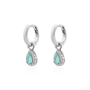 Argola com gota colombiana pendura na prata 925
