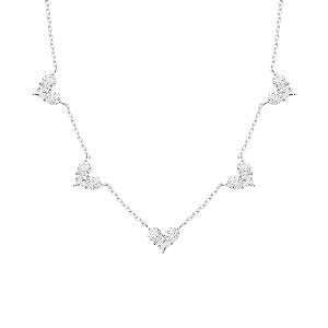 Colar cinco corações cristal na prata 925