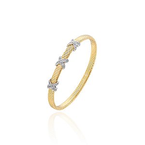 Pulseira malha três x cravejados