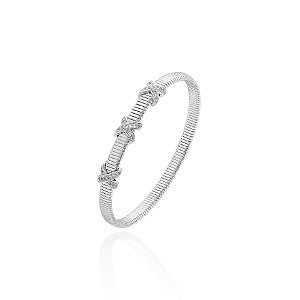 Pulseira malha três x cravejados