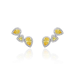 Brinco earcuff gotas e triângulo citrino