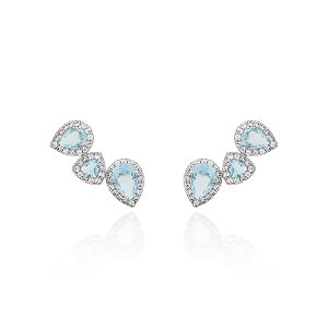 Brinco earcuff gotas e triângulo acqua