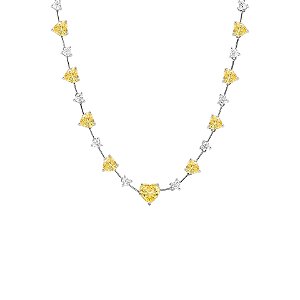 Colar fio faca de corações citrino e cristal