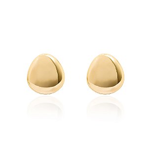 Brinco oval ondulado formato orgânico dourado