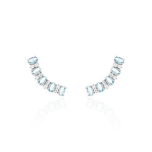 Brinco earcuff oval acqua