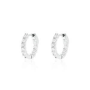 Argola cristal na prata 925